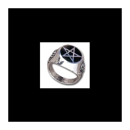 ANELLO CON PENTACOLO COLOR ARGENTO SU FONDO NERO R23 
